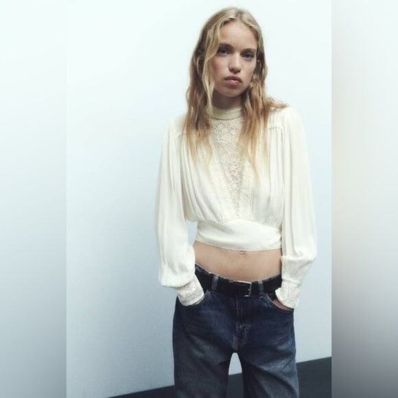 Zara Embroidered Long Sleeve Shirt Large NWT - Picture 1 of 10